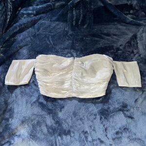 Forever 21 pearlesintt Off-Shoulder Crop Top